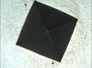 Vickers hardness test imprint composed by Deep Focus